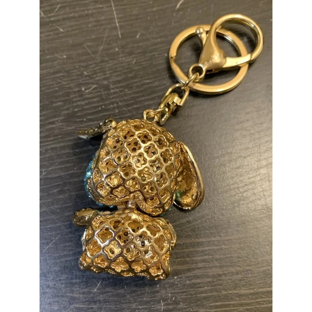 Dog Keychain Bejeweled Rhinestone Purse Jewelry Bling Clip Key Ring